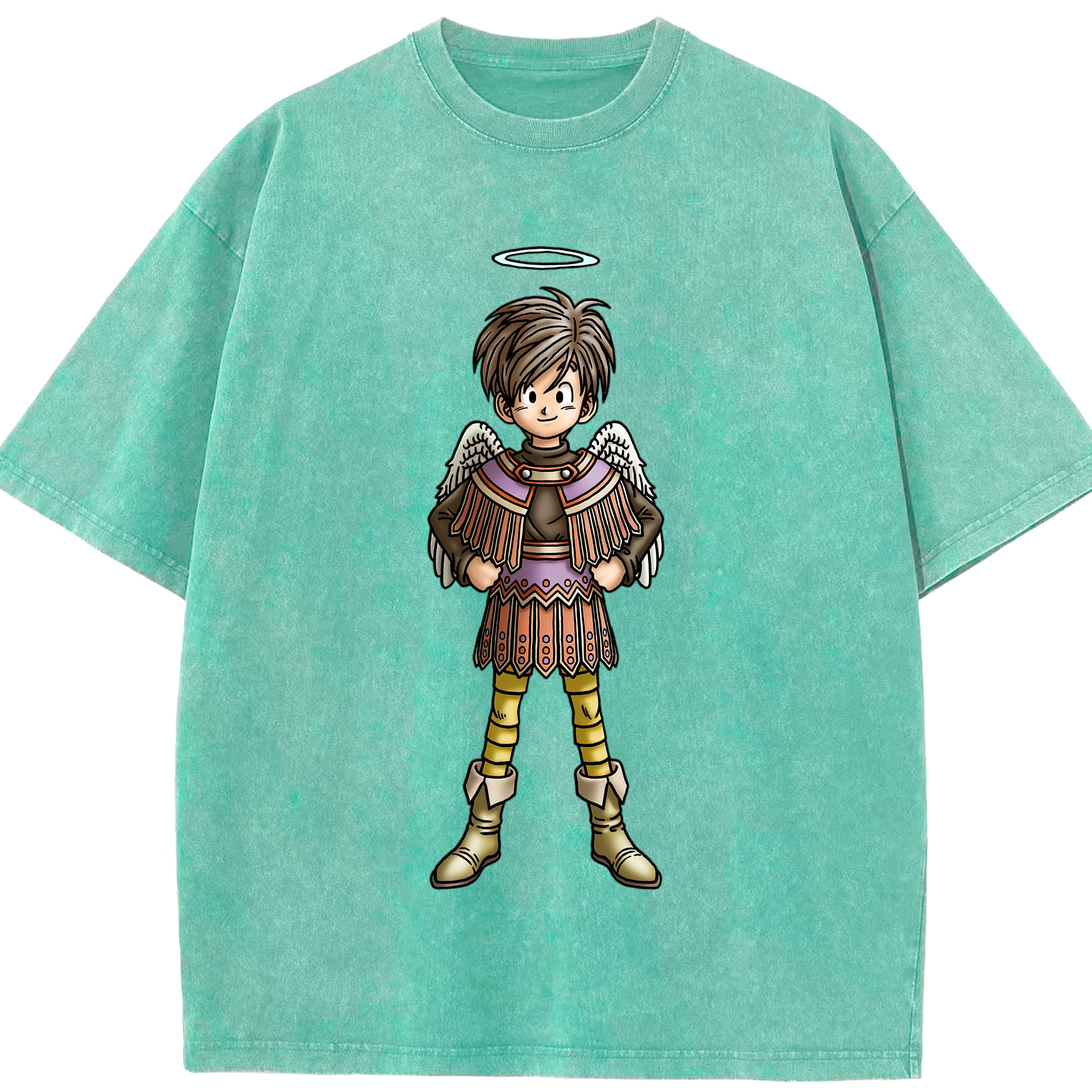 （画像用） ドラゴンクエスト Doragon Kuesuto Dragon Quest 綿100% ヴィンテージ風 半袖Tシャツ（フロントプリント）